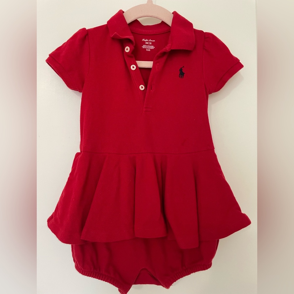 Ralph Lauren Kids Red Polo Romper